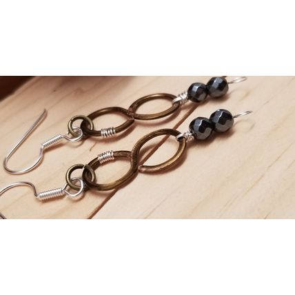 Handmade Copper Hematite Figure Eight Earrings