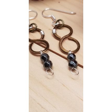 Handmade Copper Hematite Figure Eight Earrings