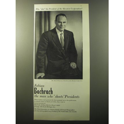 1960 Fabian Bachrach Photography Ad - President of Sheraton Mr. Ernest Henderson