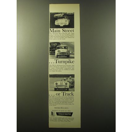 1960 Triumph TR-3 Car Advertisement - Main Street ..Turnpike ..or Track