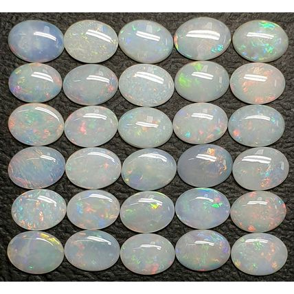 53407 - 30 Aussie Natural Earth Mined Coober Pedy Solid White Opals 8x6 mm Oval