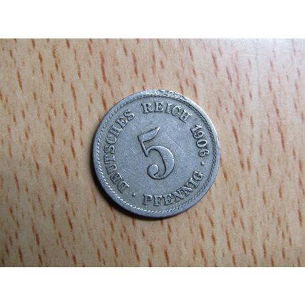 1906g 5 Pfennig Germany Empire Coin