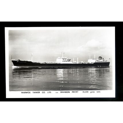 TA0946 - Warwick Tanker Co. Oil Tanker - Brandon Priory - built 1960 - postcard