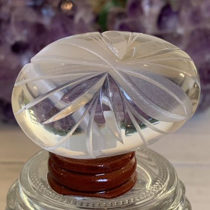 Vintage Ruckl Bohemian Czech Hand Cut Crystal Egg With Stand Original Box Label