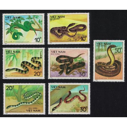 Vietnam Snakes 7v 1988 MNH SG#1191-1197 MI#2029-2035 Sc#1972-1978