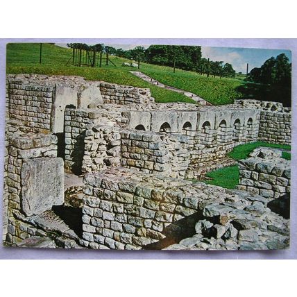 old postcard Bath House, Chesters Roman Fort