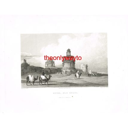 RUINS, OLD DELHI, INDIA, BOOK ILLUSTRATION (PRINT), 1834