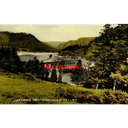 Carreg Ddu Dam, Elan Valley Dam, Wales, Valentine's Collo Colour Postcard