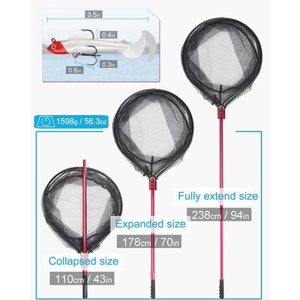 Heavy Duty Extra Large Aluminum Telescoping Landing Net - Saltwater Fishing Net