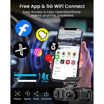 IIWEY N5 4 Channel Dash Cam 360° View, 1080P Front and Rear Inside, Left Right D