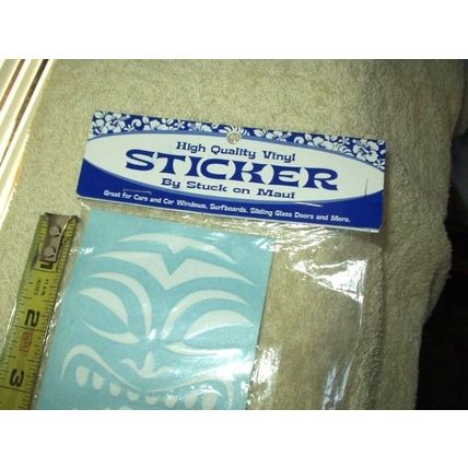 tiki #18 -18w white vinyl decal sticker approx 7" x 2.75" by stuck on maui
