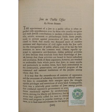 THE HEBREW IMPACT ON WESTERN CIVILIZATION 1951 HC Democracy Politics Science