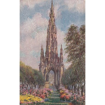 EC489 EDINBURGH -SCOTT MONUMENT. TUCK OILFACSIM POSTCARD. NEWCASTLE EXHB.CANCEL