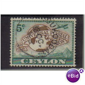 CEYLON 1949 75th ANNIVERSARY U.P.U 5C F/U SG410