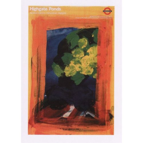 Postcard Railway Poster Art Underground Highgate Pond 1989 London Transport Tube