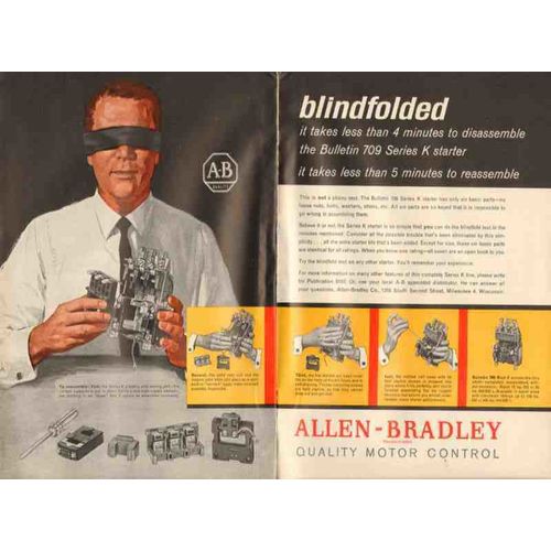 allen-bradley company 1962 blindfolded 709 series k starter vintage ad