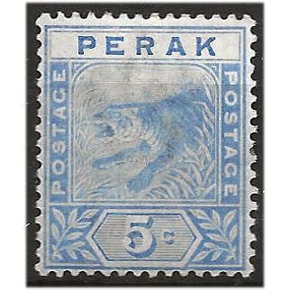 Perak 1895 SG64 4c Blue Mounted Mint . ..