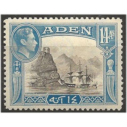 Aden 1945 SG23a 14a Sepia & Light Blue Mounted Mint .. .
