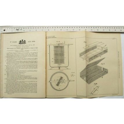 1894 Patent No. 20,051 treatment of paper tubes, Marvin Stone, Washington