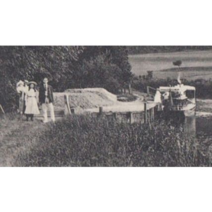Family Posing by Their Boat Ship on Streatley Hills Berkshire Antique Postcard