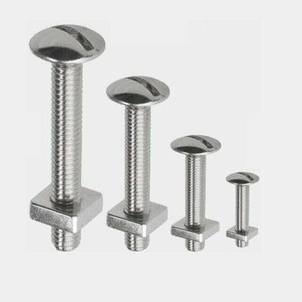 A2 STAINLESS STEEL SLOTTED ROOFING ROOF MUSHROOM HEAD MACHINE BOLTS SQAURE NUTS