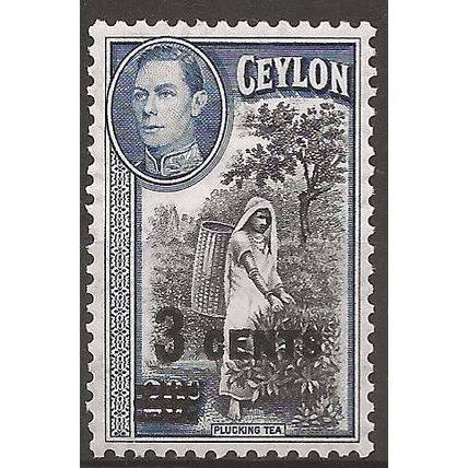 Ceylon 1940 SG399 3c on 20c Black & Grey-Blue Mounted Mint ..