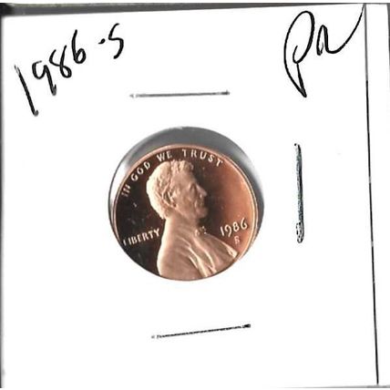 1986-S US Lincoln Cent Proof