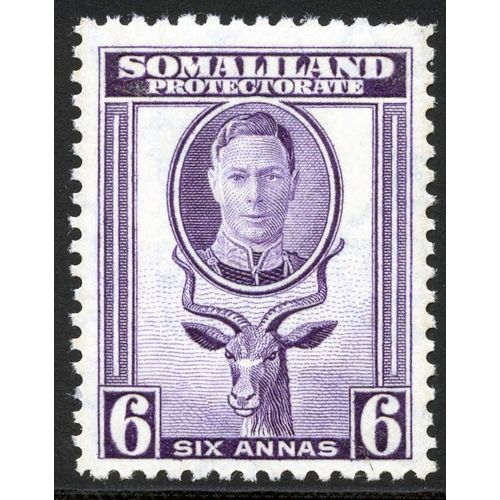 Somaliland KGVI 1942 6a Violet Mounted Mint MM SG 110 Sc 101 Lesser Kudu stamp