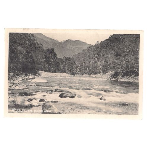 THE TEESTA VALLEY, DARJEELING, INDIA unused vintage postcard =