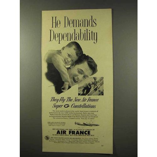 1956 Air France Aviation Ad - He Deands Dependability