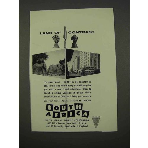 1955 South Africa Tourism Ad - Land of Contrast