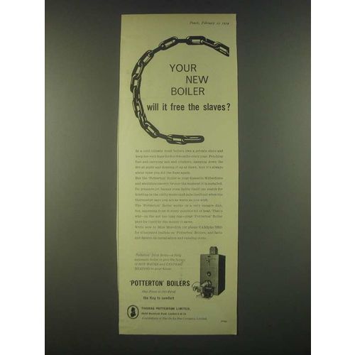 1959 Potterton Boilers Ad - Your new Boiler will it free the slaves?