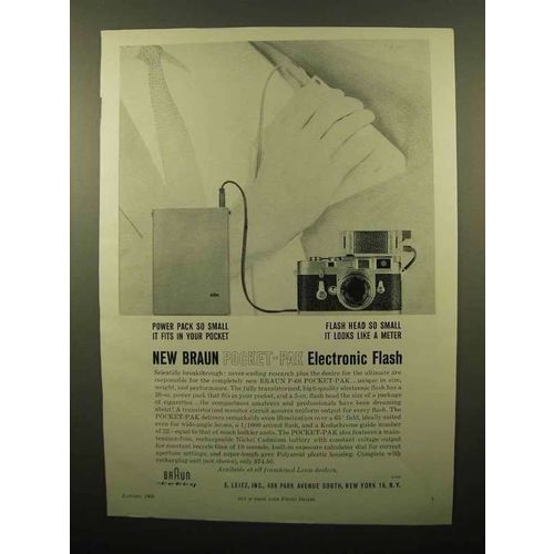 1960 Braun Pocket-Pak Electronic Flash Ad - So Small