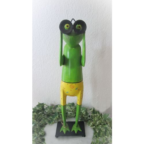 Frosch m.Fernglas Spanner Zaungucker Metall H51cm