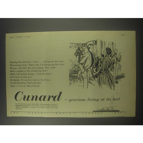 1954 Cunard Cruise Ad - Dancing this afternoon?