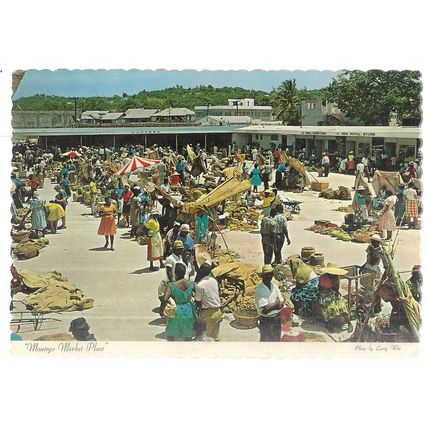 MARKET PLACE, MONTEGO, JAMAICA used postcard 1972 postmark #