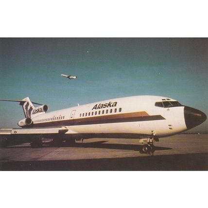 Alaska Boeing B727 100 Civil Aircraft Postcard (A19355)