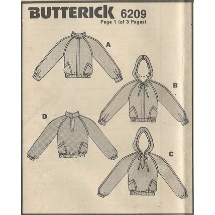 Butterick 6209 Sewing Pattern Mens Jackets Size 40 42 44 (46) Ca. 1980s Used