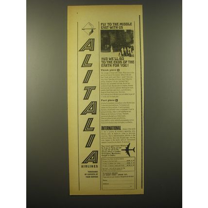 1965 Alitalia Airlines Ad - Fly to the middle east with us