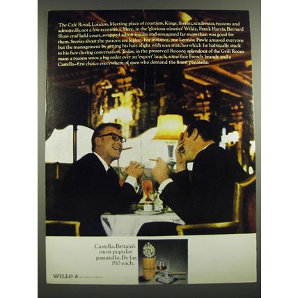 1968 Wills Castella Cigars Ad - The Caf Royal, London.