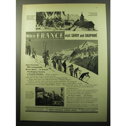 1950 French National Tourist Office Ad - Visit Savoy and Dauphine