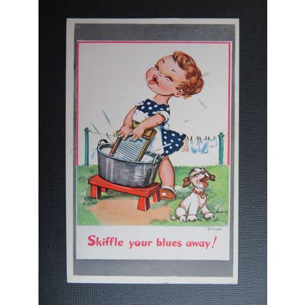 Skiffle Your Blues Away ! Artist Signed Dinah Postcard