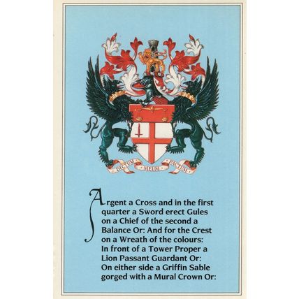London Stock Market Coat Of Arms & Lion Blazon Heraldry Shield Postcard