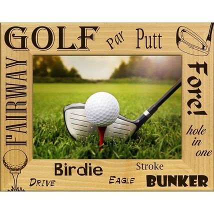 Golf Sayings Laser Engraved Wood Picture Frame Landscape (3 x 5)