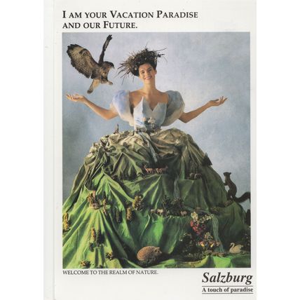 Salzburg Austria Eagle Bird Lady Dress Crawling Animal Postcard