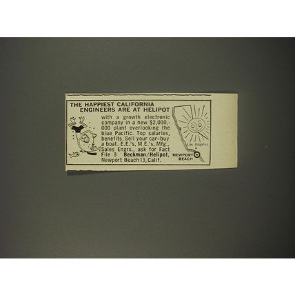 1956 Beckman Helipot Ad - The Happiest California Engineers are at Helipot