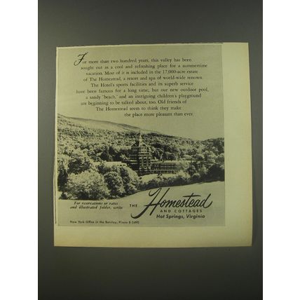 1956 The Homestead Resort Ad - For more than two hundred years