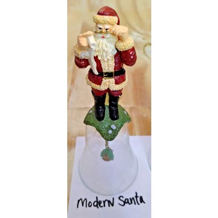 Vintage 1992 Novelino Christmas Thru The Ages Santa Bells 6.5" Resin/Glass