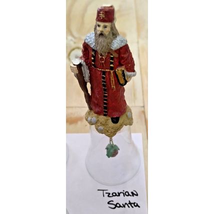 Vintage 1992 Novelino Christmas Thru The Ages Santa Bells 6.5" Resin/Glass