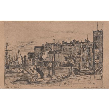 Thames River Police London Policeman Whistler Rare Old Painting Postcard